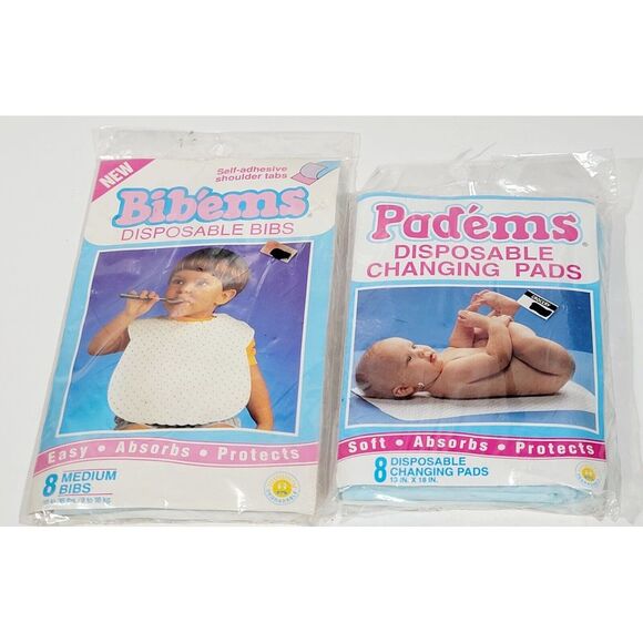 Vintage Padems & Bidems Disposable Changing Pads & Bids 8 Pack Medium - Picture 5 of 15